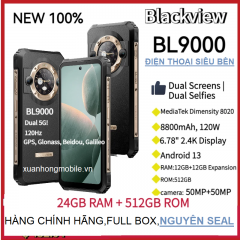 Blackview BL9000(ram24GB( 12 + 12GB) ,Rom 512GB,chống nước,chống sốc  IP68/IP69K/MIL-STD-810H,màn hình 6,78 inch,Android 13, MediaTek Dimensity 8020 Octa Core, Mạng: 5G, NFC, OTG)