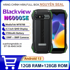 Điện thoại chắc chắn Blackview N6000SE(chống sốc,chống nước IP68/IP69K/MIL-STD-810H, Ram Ram 12Gb(4GB+8Gb),Rom 128GB, 4.3 inch Android 13 MediaTek MT8788 Octa Core, , 4G, OTG, NFC)
