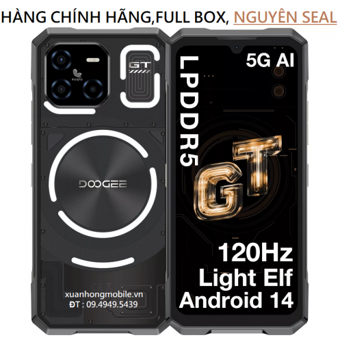Điện thoại DOOGEE Blade GT 5G siêu bền(Ram 32GB(12GB+20GB),Rom 256GB, 6,72 inch,Android 14, Dimensity 7050 Octa Core, Mạng: 5G, OTG, NFC, Hiệu ứng đèn LED)