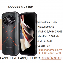 DOOGEE S Cyber điện thoại siêu bền(Ram 8GB,Rom 256GB,Màn hình 6,58 inch, Pin 10800mAh ,Android 14,CPU Spreadtrum T606 Octa Core, Mạng: 4G,OTG, NFC)