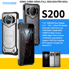 Điện thoại DOOGEE S200 chắc chắn(Ram 32GB(12GB+20Gb),rom256GB, Vân tay bên hông, 6,72 inch Android 14 Dimensity 7050 Octa Core 2,6GHz, Mạng: 5G, OTG, NFC)