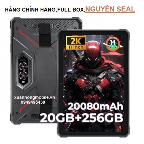 Máy tính bảng HOTWAV R9 Pro 2024 Android 14 chắc chắn (màn hình 11 inch,pin 20080mAh,Ram 20GB(6Gb+14Gb ảo),rom 256GB,2TB, Camera 64MP + 16MP,IP68 & IP69K / SIM kép 4G / 5G WiFi / Face ID, GPS / OTG / Đèn lồng cắm trại
