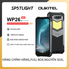 Điện thoại chắc chắn Oukitel WP26 (chống nước,chống sốc,pin 10600mAh, Ram 8GB,Rom 256GB,Camera  48MP, Máy ảnh ban đêm 20MP, MTK P90, đèn siêu sang)
