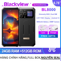 Điện thoại siêu bền Blackview BL8000 5G (Màn hình 6,78 '' FHD +, Camera 50MP,NFC,CPU MediaTek Dimension 7050 (6nm) Octa-Core ,pin 8800mAh,CHỐNG NƯỚC,CHỐNG SỐC)