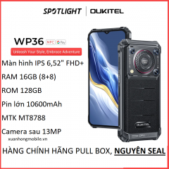 Điện thoại chắc chắn Oukitel WP36(Pin 10600mAh,loa to Âm thanh 8D Triple-Cam, 16GB(8+8),Rom128GB,CPU MediaTek 8788,chống nước,chống va đập)