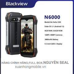 Blackview N6000 MINI Điện thoại di động chắc chắn(màn hình 4.3 inch, Octa Core,Ram 16GB(8+8),rom 256GB, Android 13,Pin 3880mAh,camera 48MP, NFC)
