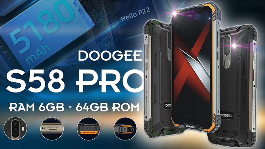 Smartphone siêu bền Doogee S58Pro Ram6GB giá mới giảm tới bến