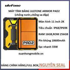 Máy tính bảng chắc chắn Ulefone Armor Pad 2(màn hình 11" ,2K, pin 18600 mAh, IP68/IP69K, Android 13, NFC ,GPS, 4G, Ram 16GB(8gb+8gb),rom 256GB)