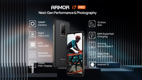Điện thoại Ulefone armor 17 pro (Ram 8Gb,Rom 256 Gb,Camera 108MP,Androi 12,chống nước,chống va đập,sạc không dây)