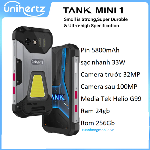 Điện thoại 8849 Tank Mini thông minh chắc chắn (Màn hình 4.3 inch,Android 13,pin 5800mAh,Ram 24GB,Rom 256GB,CPU Helio G99 Octa Core, Camera 100MP,IP68