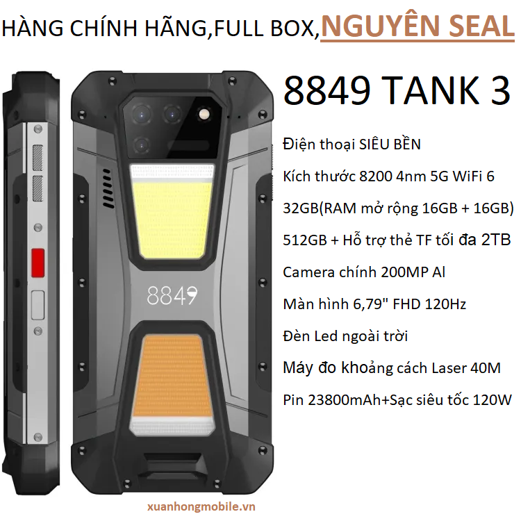 Điện thoại siêu bền 8849 Tank 3 ( Ram 32GB(16+16),rom 512GB,pin